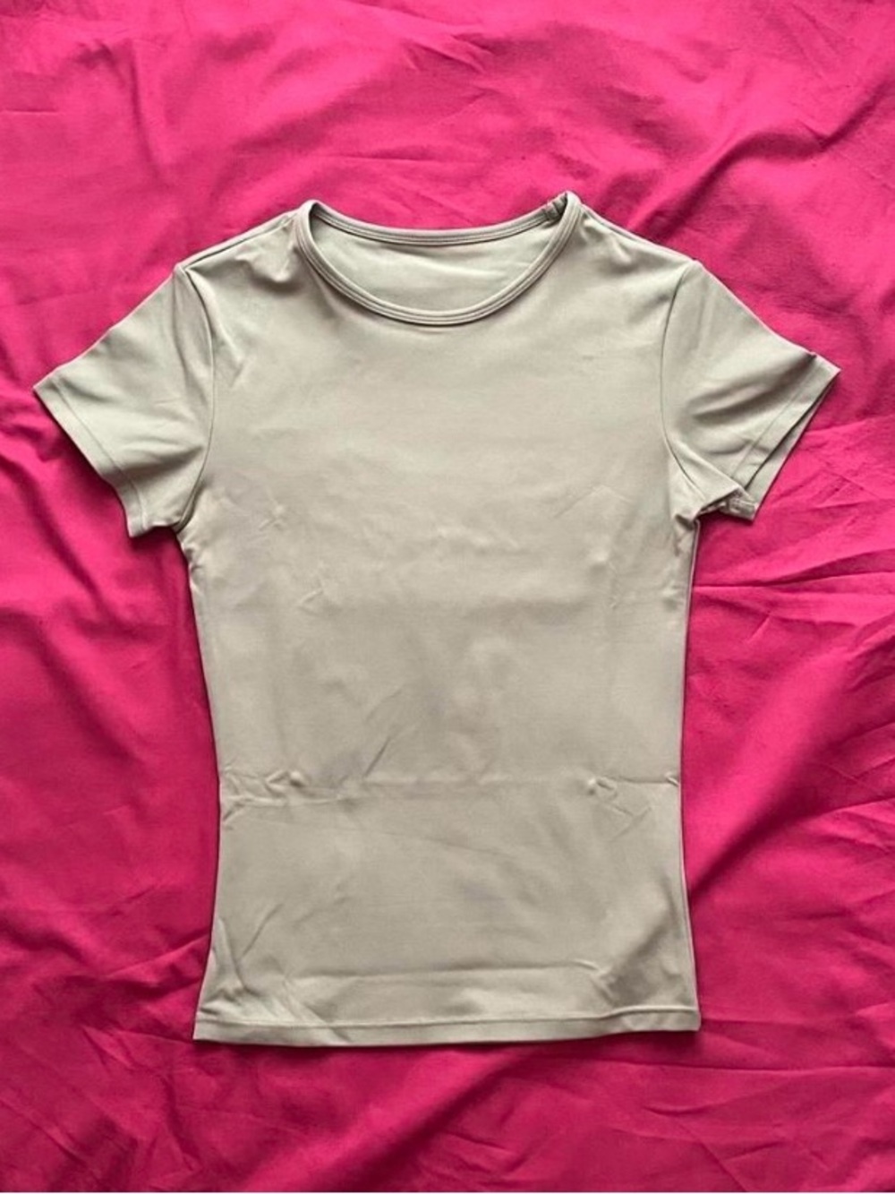 Women's Short Sleeve Crewneck Top Sage Green Spandex and Polyester
